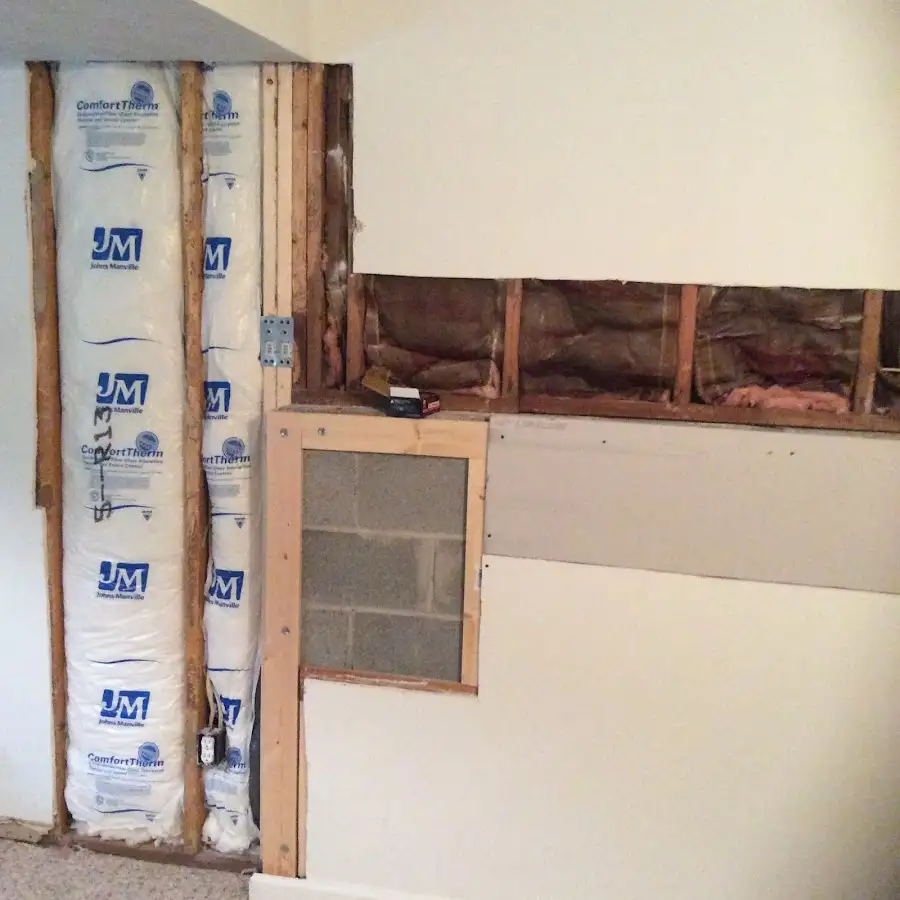 Wall insulation replacement during Basement Flood Cleanup in Charlestown